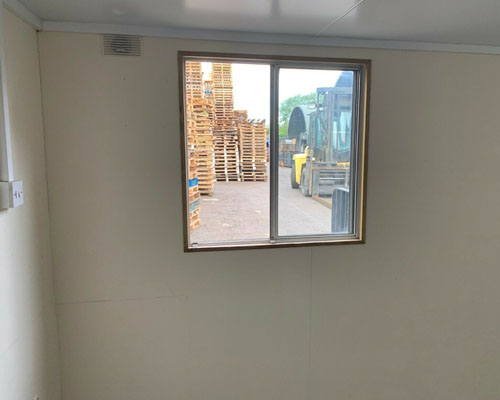 view of window inside the secure anti vandal office