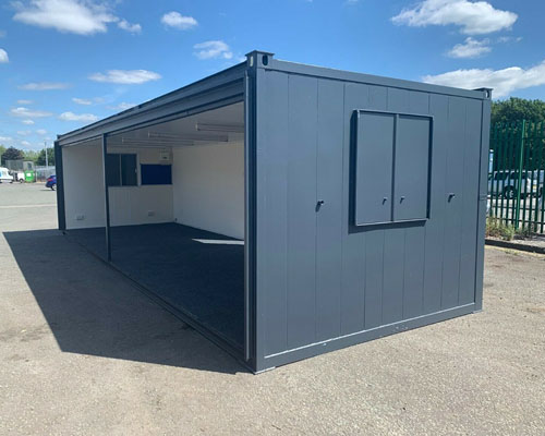 view of the side anti vandal portable double office