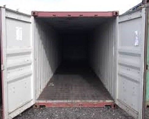 side on view of red storage container
