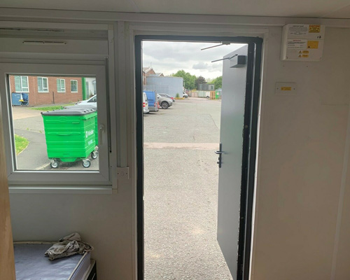 view from inside the sleeper pod