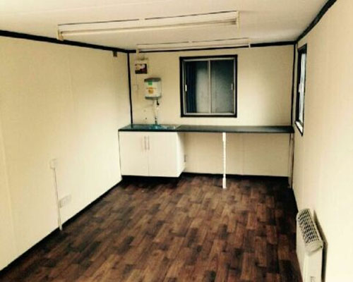 view of the canteen area with sink unit in the portable office / canteen