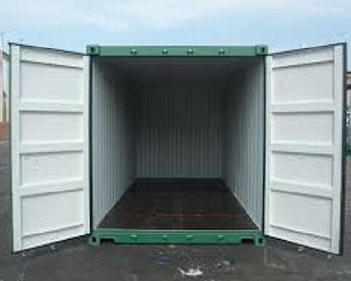 doors open on green storage container