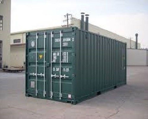 side view of green storage container