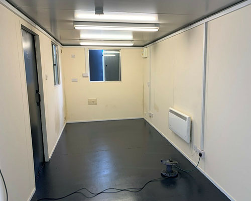 view of the interior of the anti vandal portable office